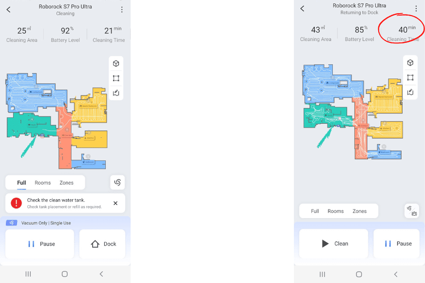 Die Fahrwege des Roborock S7 Pro Ultra werden in der App angezeigt